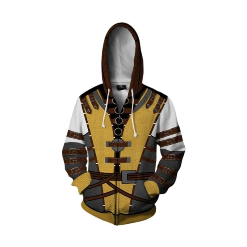 Mortal Kombat 3D Printed Hoodies Zipper Jacket Unisex